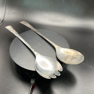 Sheffield England Silver Plate Salad Spoon and Fork